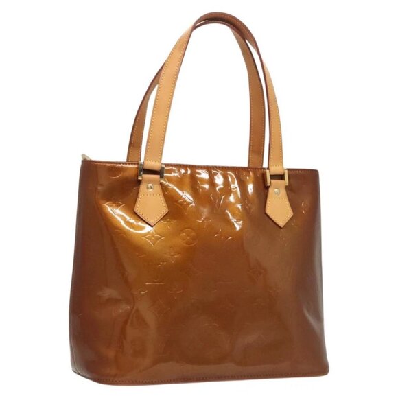 LOUIS VUITTON Monogram Vernis Houston Hand Bag Bronze M91122 LV Auth BA2464 - Picture 1 of 16